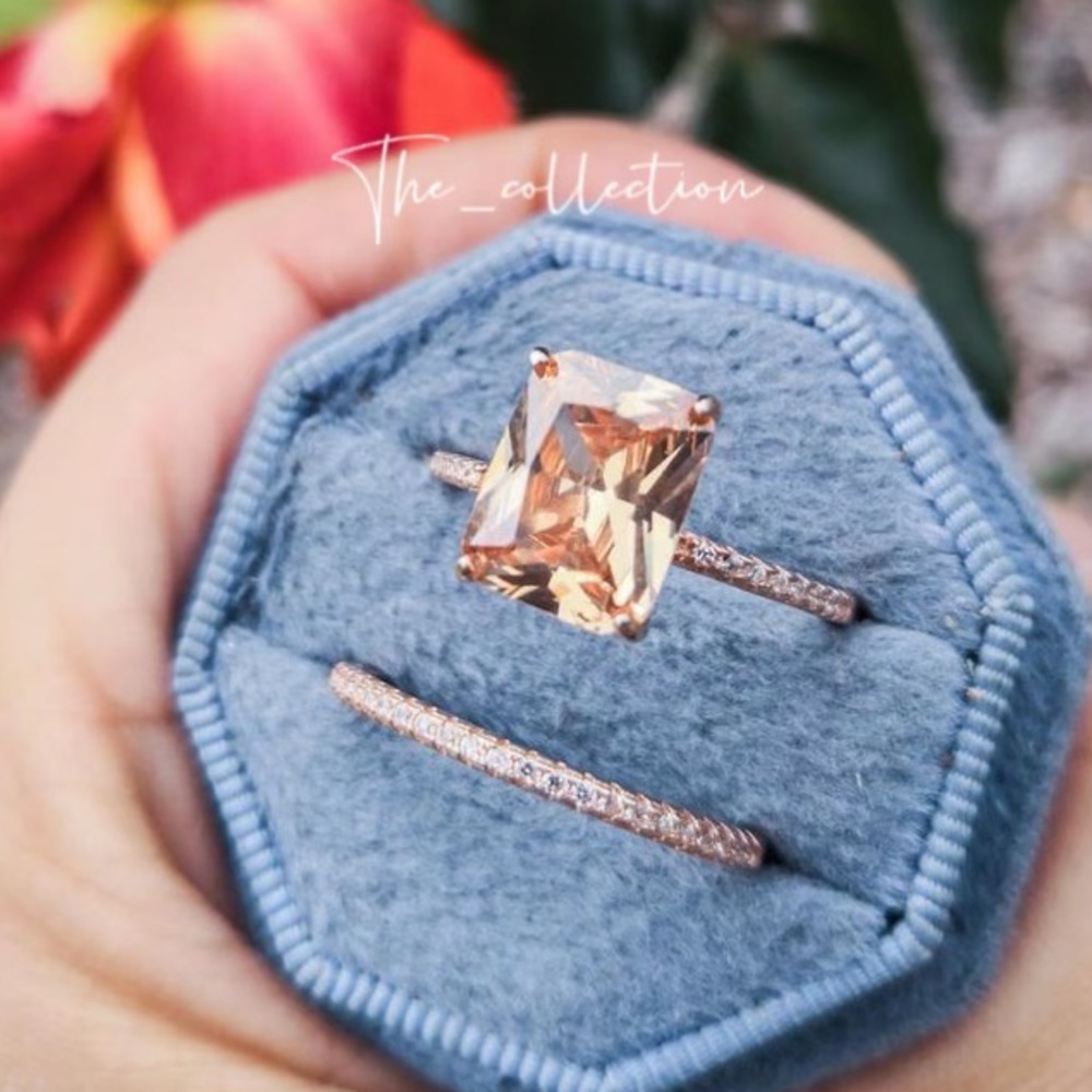 NEW ROSE GOLD PLATED DIAMOND SET RING